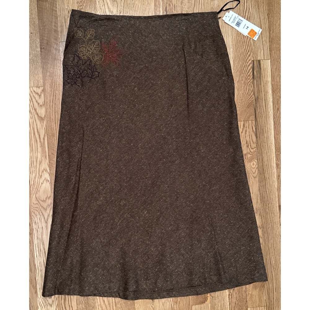 New Norton Studio Skirt Size‎ 14 Brown Fall Autumn Leaves Thanksgiving Fall